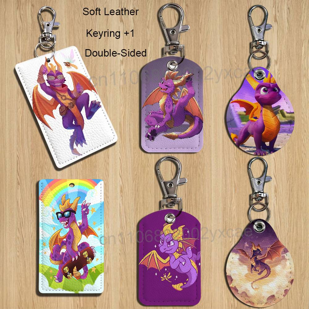 Lanyard Badge Holder - เกม Spyro the Dragon Sparx พวงกุญแจหนังพร้อมสายคล้อง