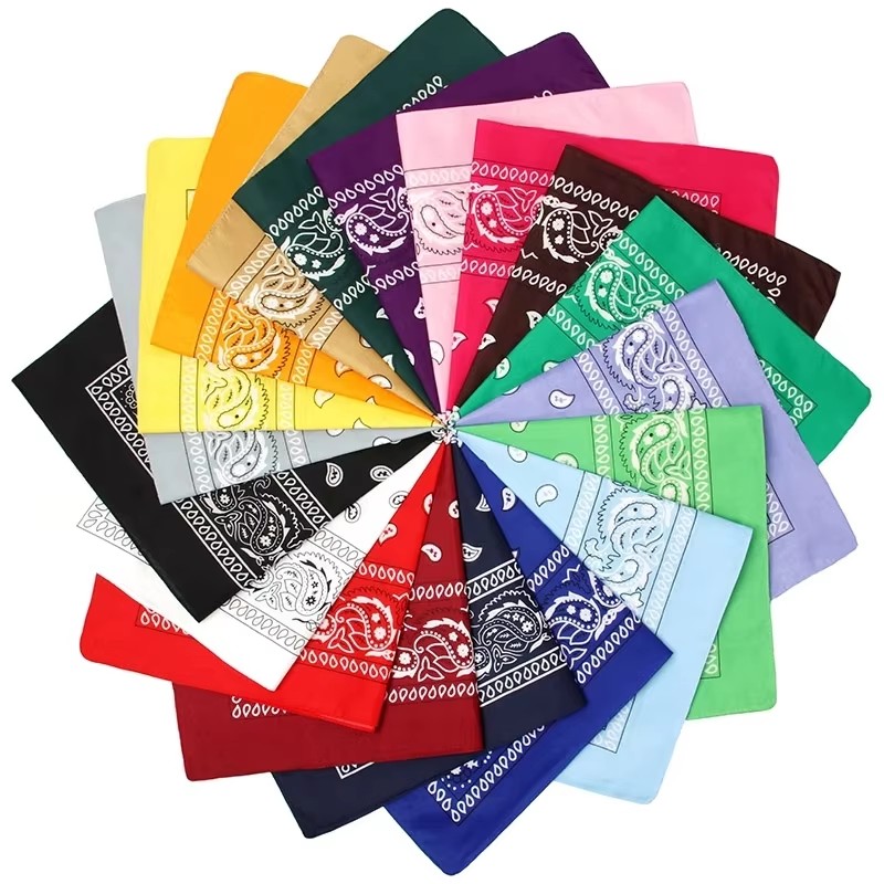 Handkerchief Cotton Men - ผ้าโพกศีรษะแบบผูกผม 1/4 ชิ้น สำหรับผู้ชายและผู้หญิง ลายคาวบอย ไบค์เกอร์