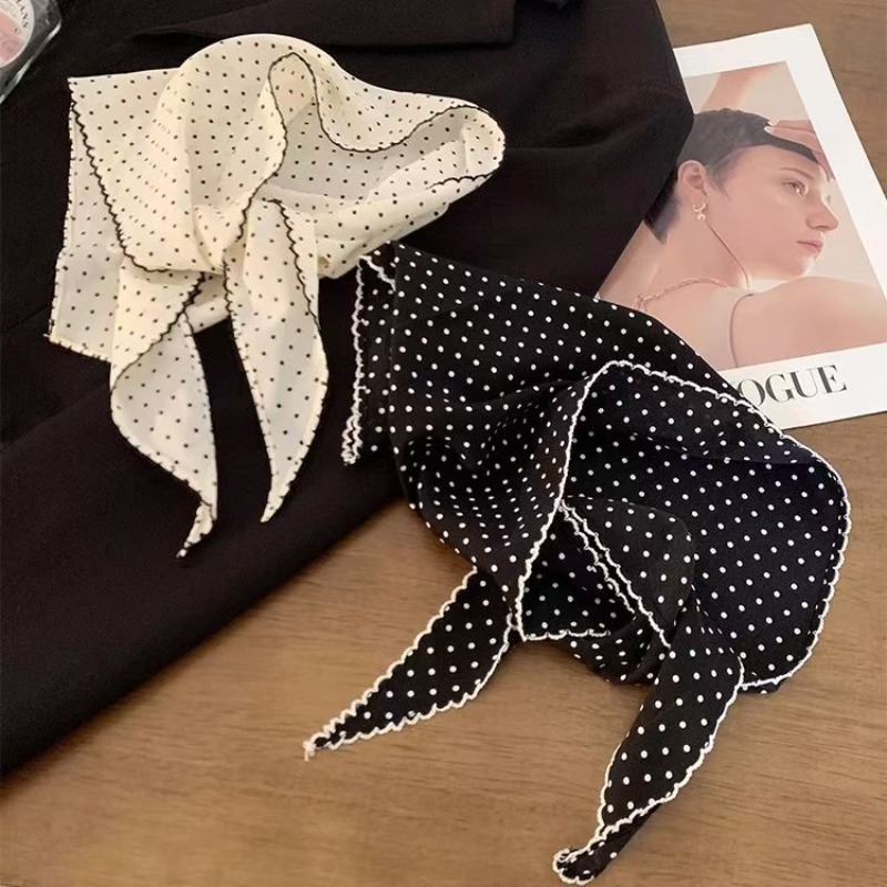 ผ้าพันคอสีดำลายจุดสีขาวสำหรับผ - Ascot Neck Scarf บทวิจารณ์และราคา